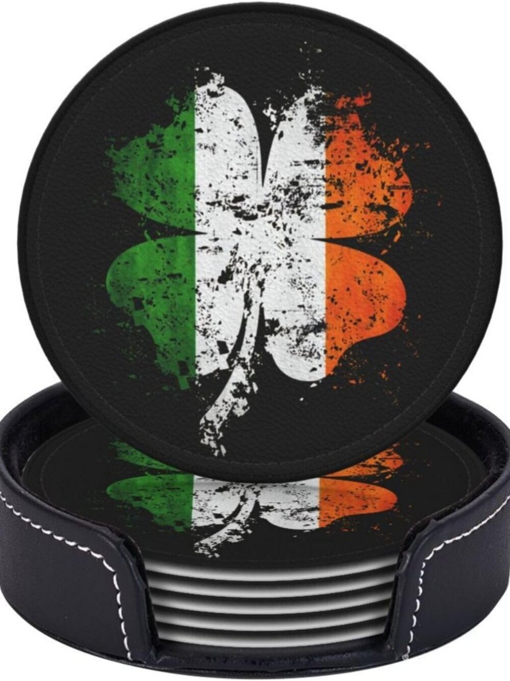 St. Patrick's Day Shamrock Coasters Set of 6 - Funny Green Drink Coasters with